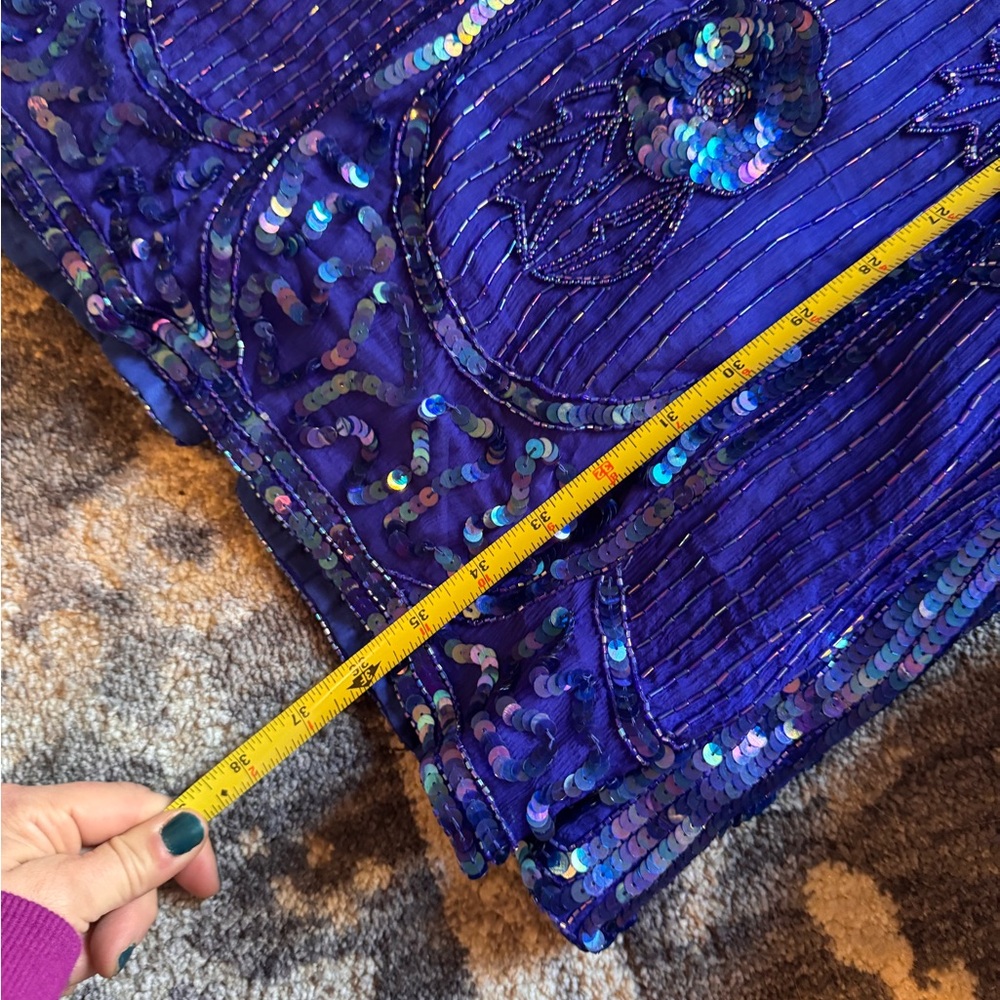 Vintage Scala Stunning Blue Sequin Silk Mini Dress - Picture 7 of 12